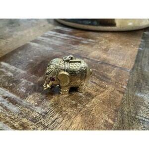 Vintage 60s Max Factor Elephant Tiny Tusker Perfume empty Solid Compact Pendant
